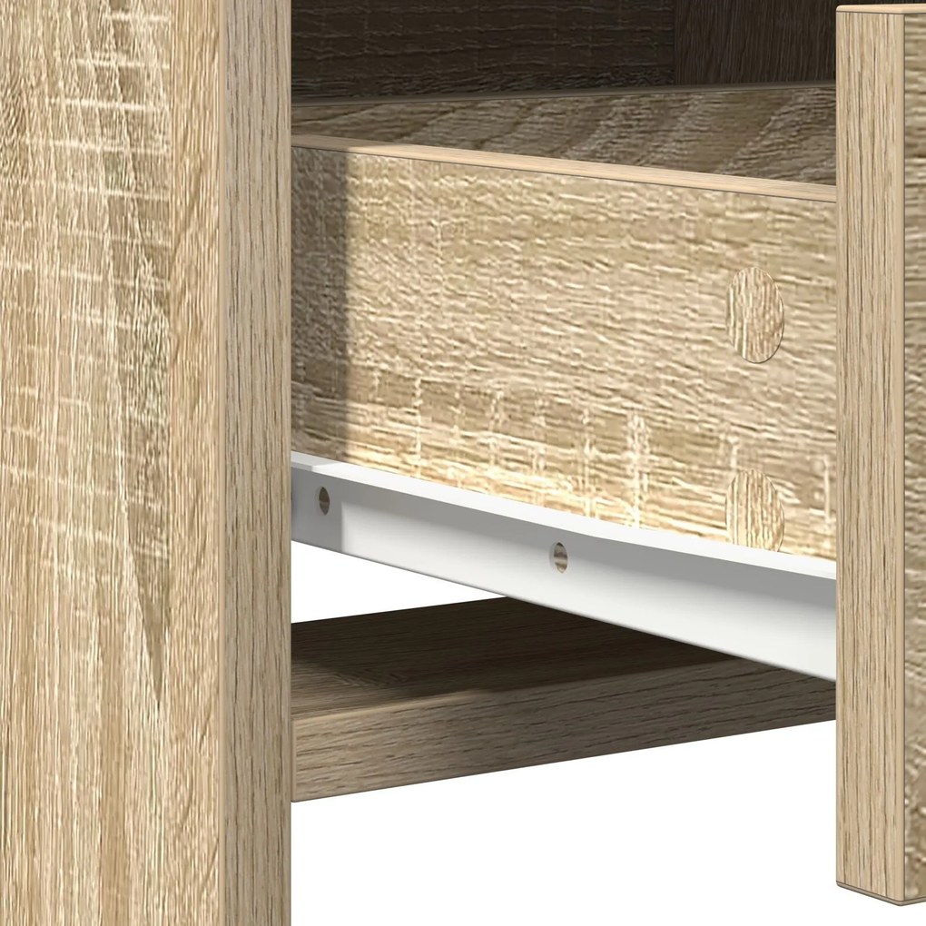 Conjunto de Mesa de Maquilhagem com LED de 2 Peças em Madeira de Carva