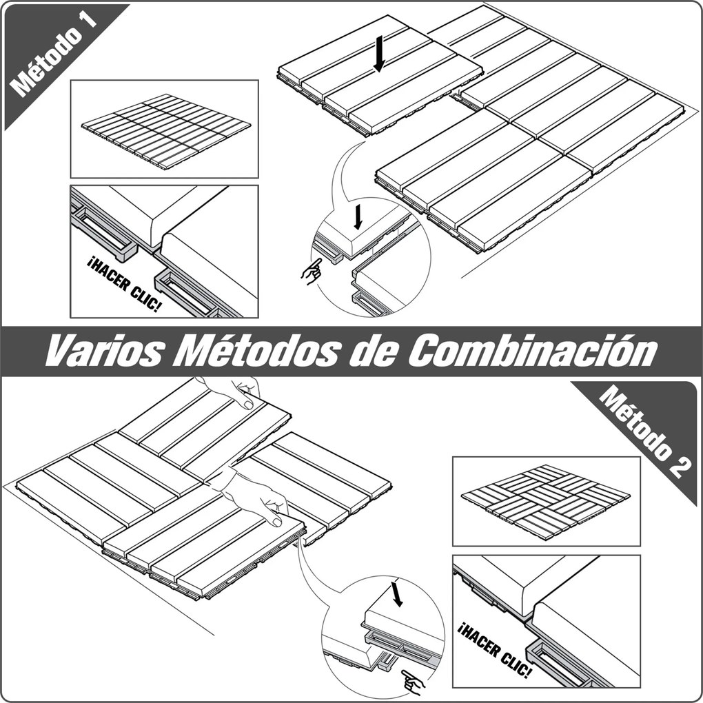 Conjunto de 9 Estrados 30x30cm com Área de 0.81 m² para Exterior e Int