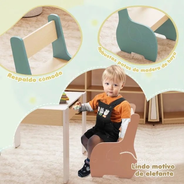 Conjunto de mesa e 2 cadeiras para crianças Mesa de atividades em madeira 4 em 1 para arte, desenho, leitura e quadro removível Multicolor