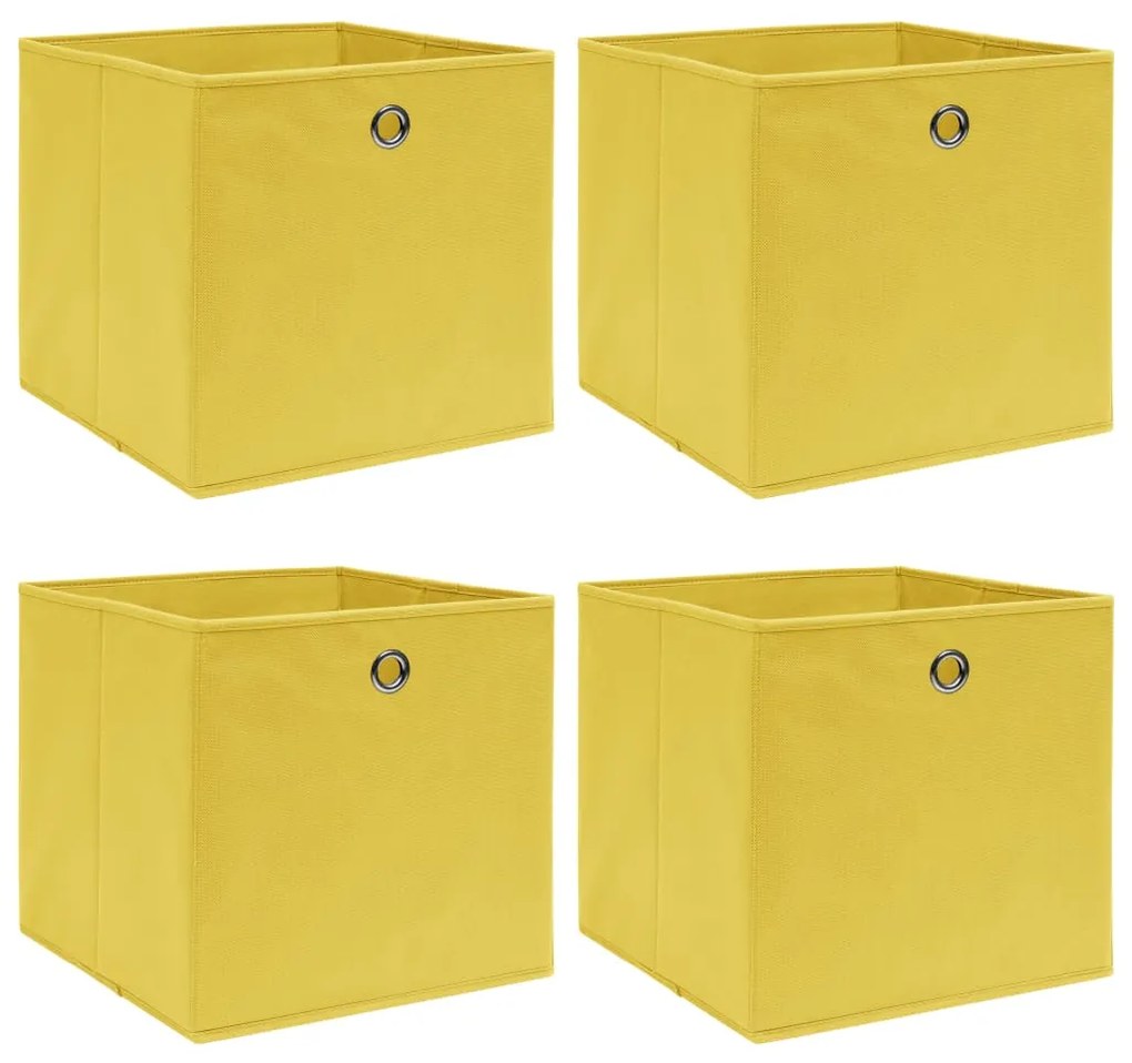 vidaXL Caixas de arrumação 4 pcs 32x32x32 cm tecido amarelo