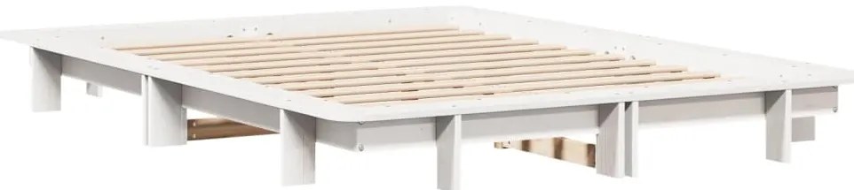 Cama sem colchão 140x190 cm madeira de pinho maciça branco
