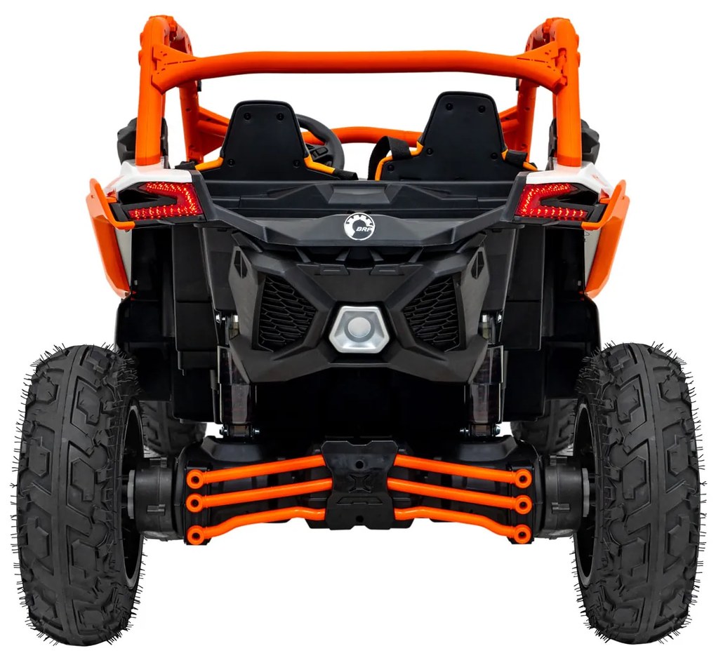 Carro elétrico para Crianças 2 Lugares 24V CAM-AM Buggy Maverick Turbo RR STRONG Motor 320 W, Rodas AR bombeado, assento couro ecológico Laranja