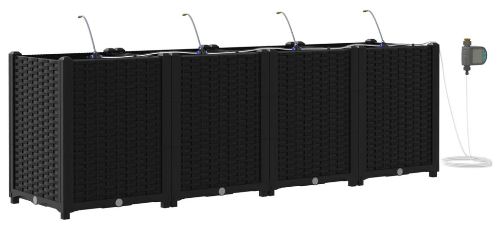 vidaXL Vaso de Jardim 4 pcs Preto 160 x 40 x 53 cm Aço