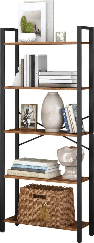 Estante de armazenamento com de 5 níveis 30 x 66 x 153 cm castanho vintage-Preto