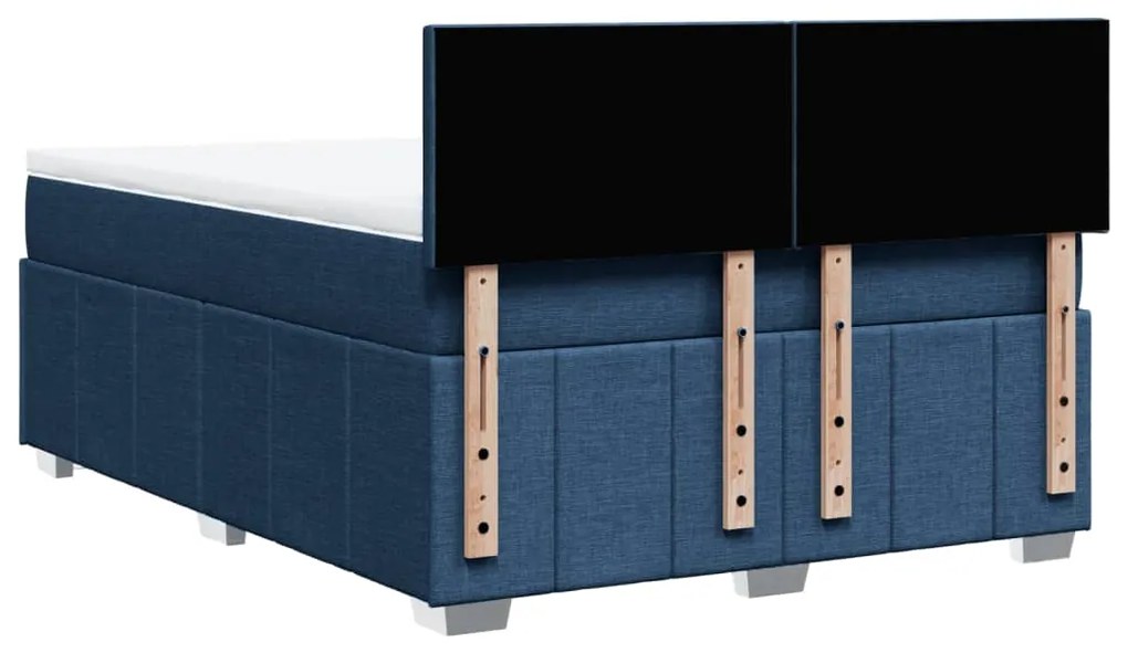 Cama com molas/colchão 160x200 cm tecido azul