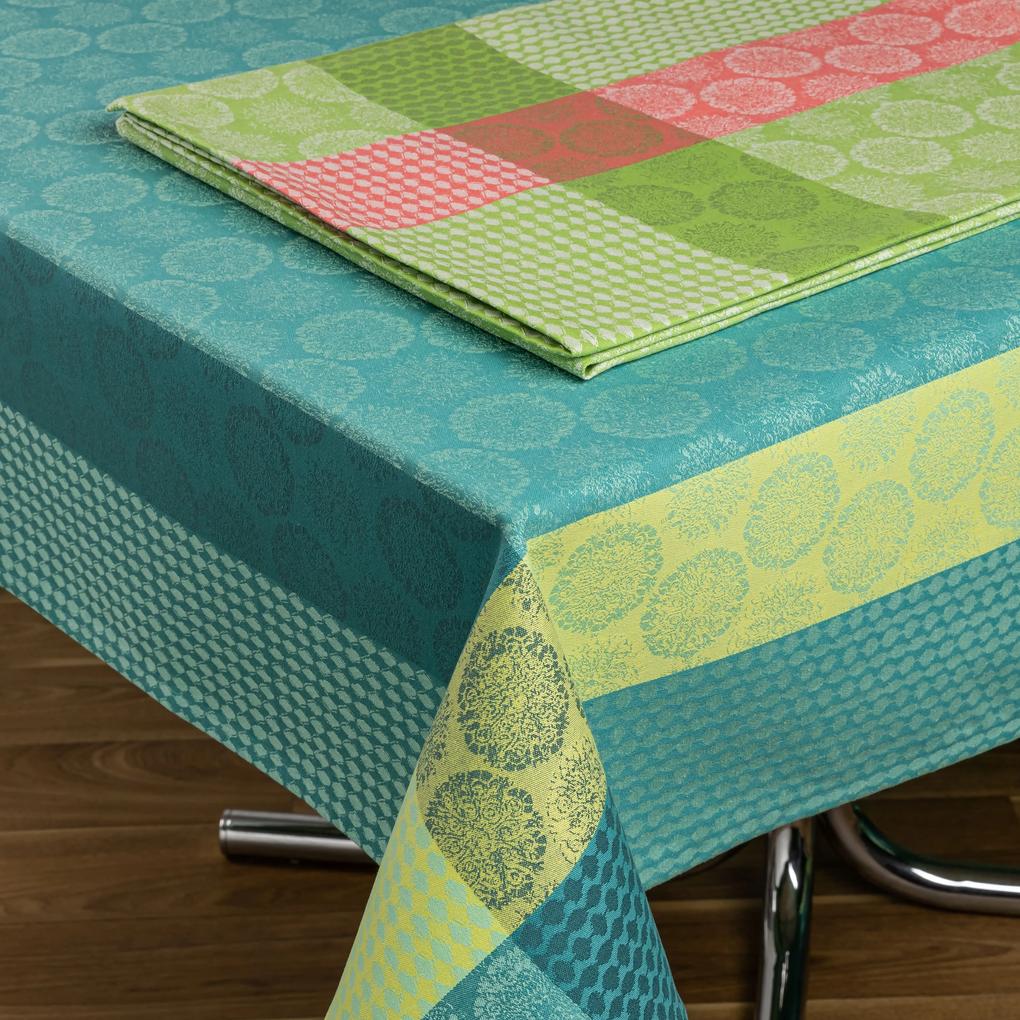 150x250 cm - Toalha de mesa 100% algodão jacquard - Marca Fateba: Verde pistacho C/ outras cores
