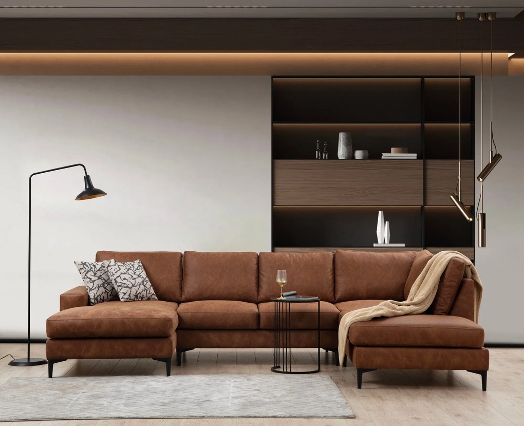 **** Sofá de Canto Porto Corner – Camel – 155 cm x 314 cm x 200 cm
**