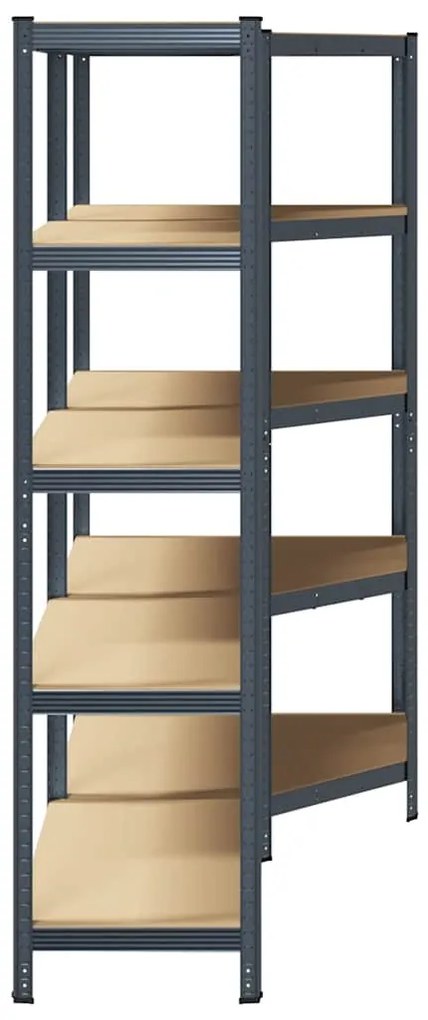 Estante 5 prateleiras 2 pcs madeira processada/aço antracite