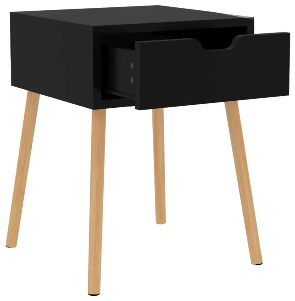 Mesa de cabeceira derivados de madeira preto brilhante