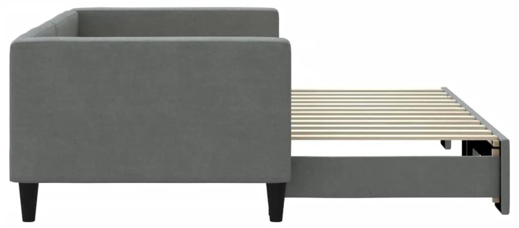 Sofá-cama com gavetão 90x200 cm tecido cinzento-escuro
