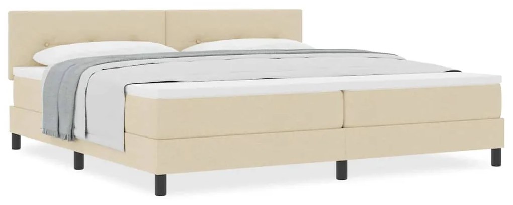 Cama Box com Colchão Creme 200x200 cm Tecido