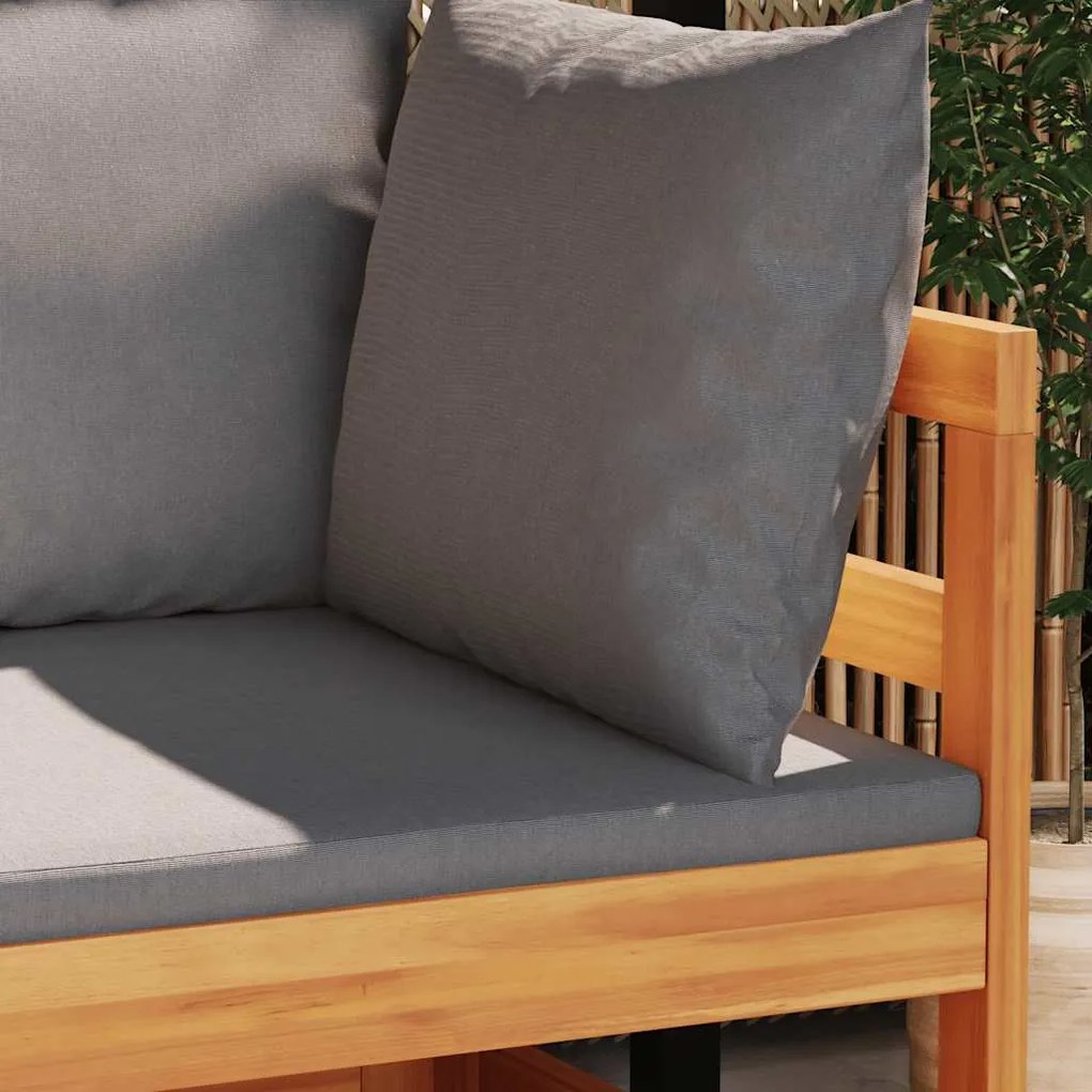 2 pcs conj. lounge de jardim c/ almofadões cinza-escuro acácia