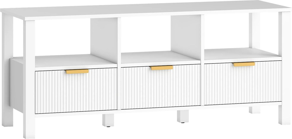 HOMCOM Móvel de TV Moderno com 3 Gavetas e 3 Prateleiras Abertas para Televisores de 43-55 Polegadas 120x39,5x50 cm Branco | Aosom Portugal