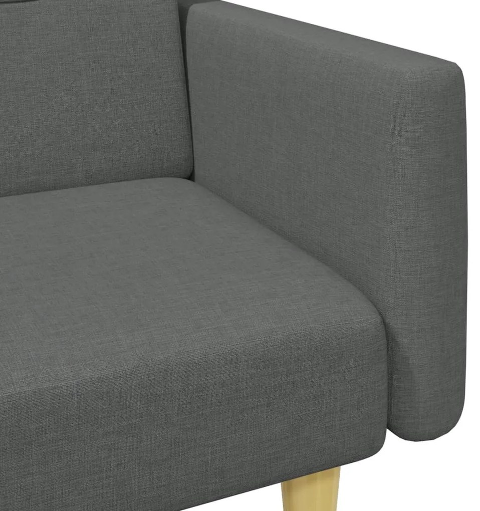 Sofá-cama de 2 lugares c/ apoio de pés tecido cinzento-escuro