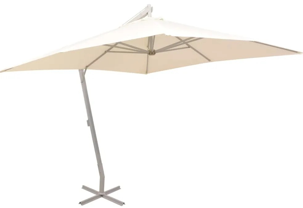 vidaXL Guarda-sol suspenso com poste de alumínio 300x300 cm areia