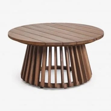 Mesa De Centro Para Jardim Redonda Ø80 Cm Em Madeira De Acácia Mura Castanho Acácia - Sklum