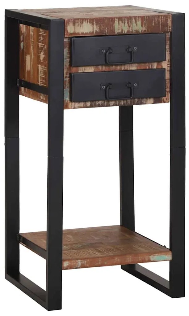 vidaXL Mesa de apoio com gaveta Multicolor Madeira Reforçada Sólida