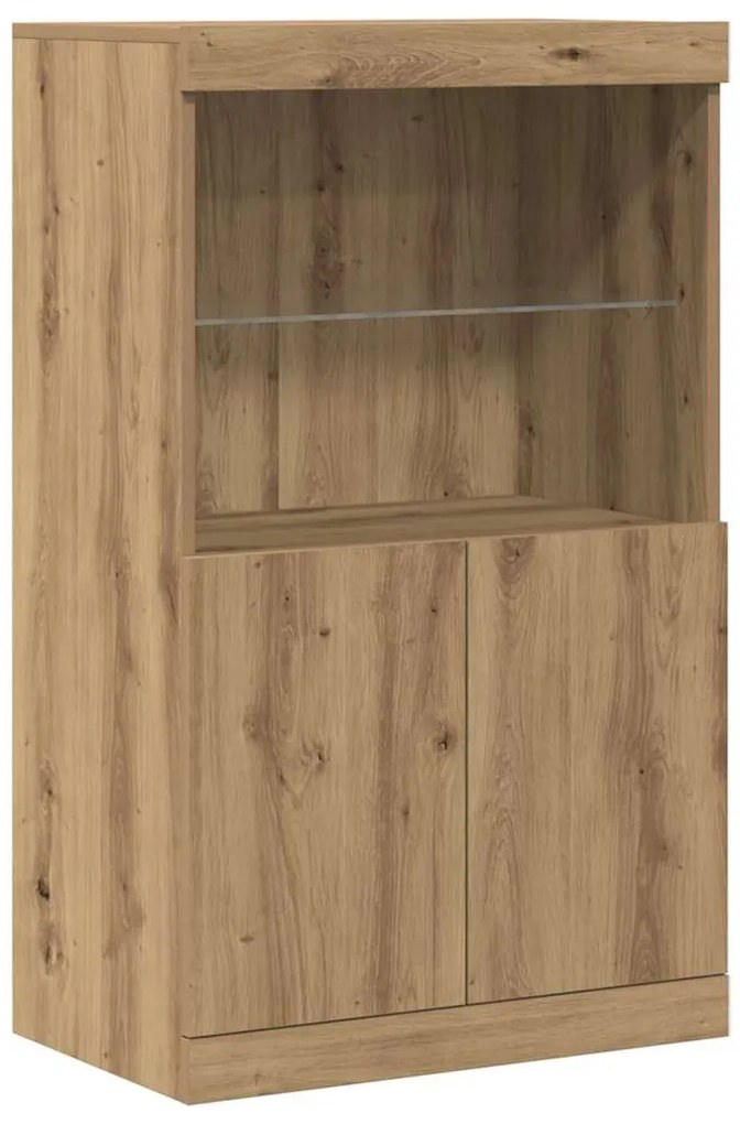 Sideboard vidaXL com luzes LED Carvalho Artesanal 60x37x100 cm