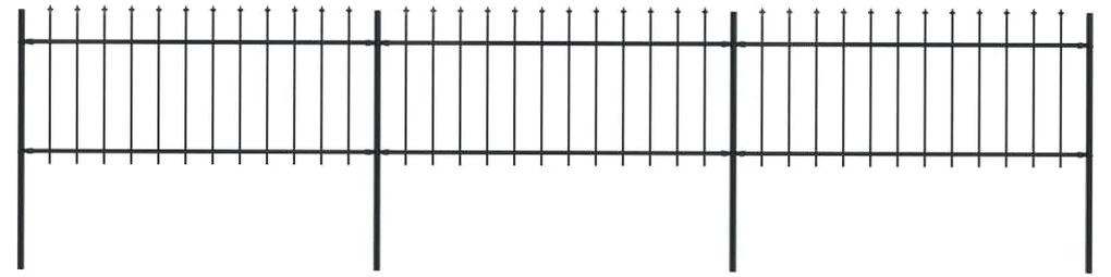 vidaXL Cerca de jardim com topo em forma de lança em aço 537x80 cm, preta