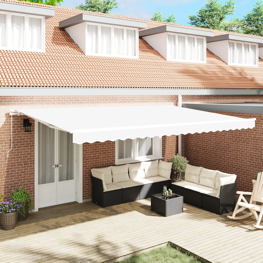 Toldo Retrátil Manual VidaXL Branco 500x350 cm
