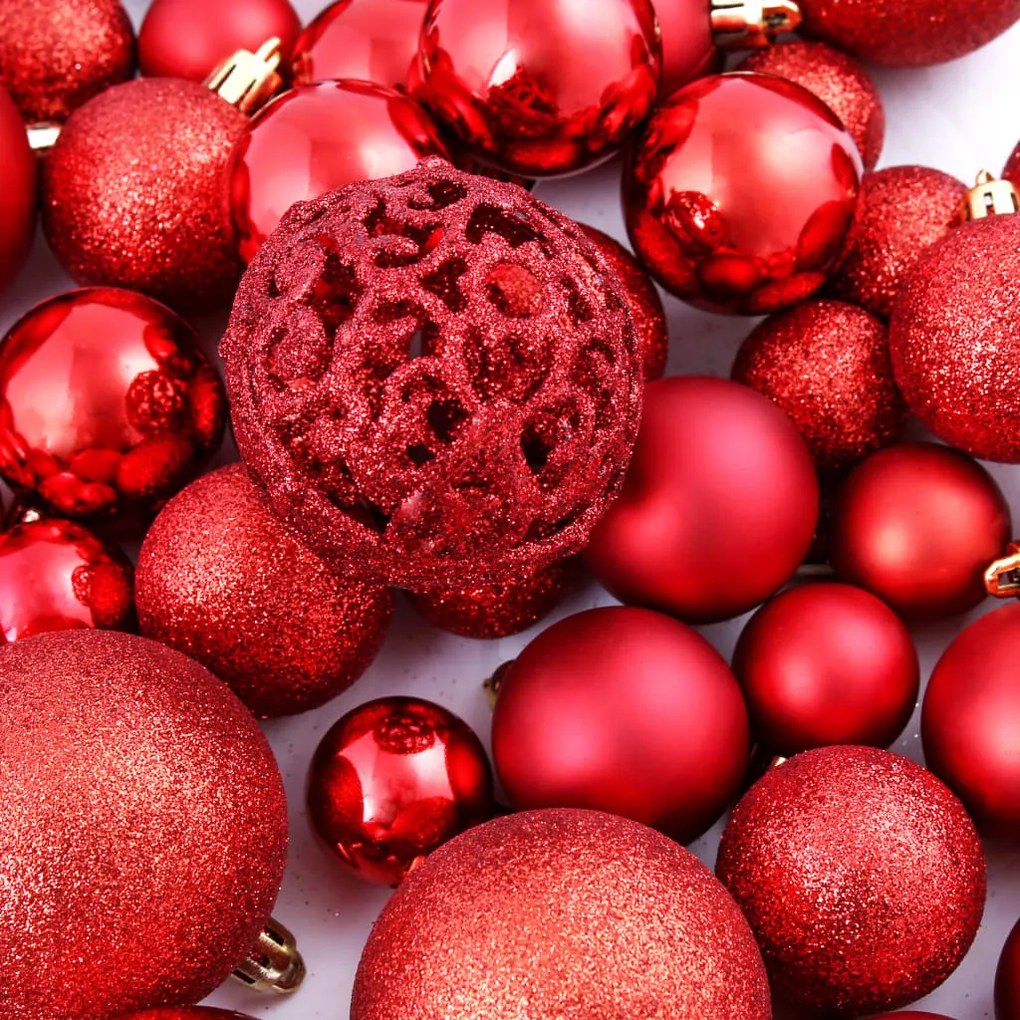 Conjunto de bolas de natal 100 pcs 3/4/6 cm vermelho