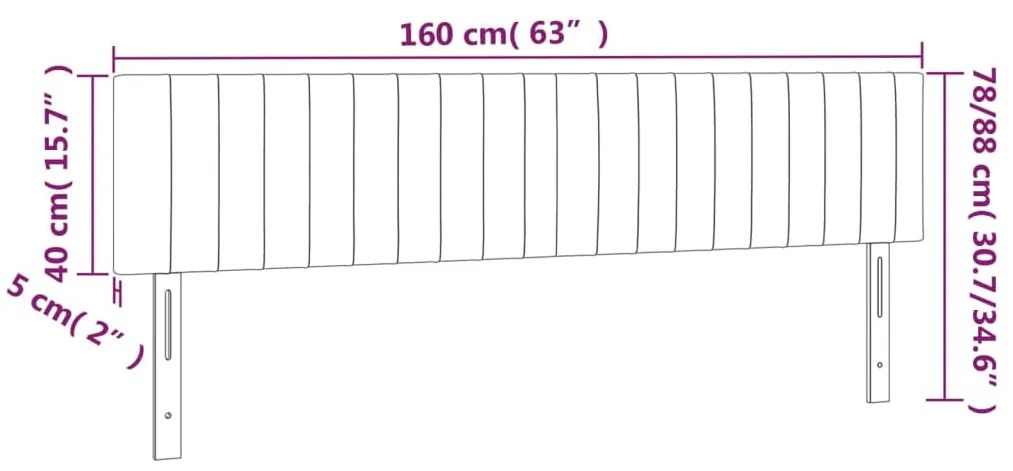 Cabeceira de cama c/luzes LED veludo 160x5x78/88 cm cinza-claro