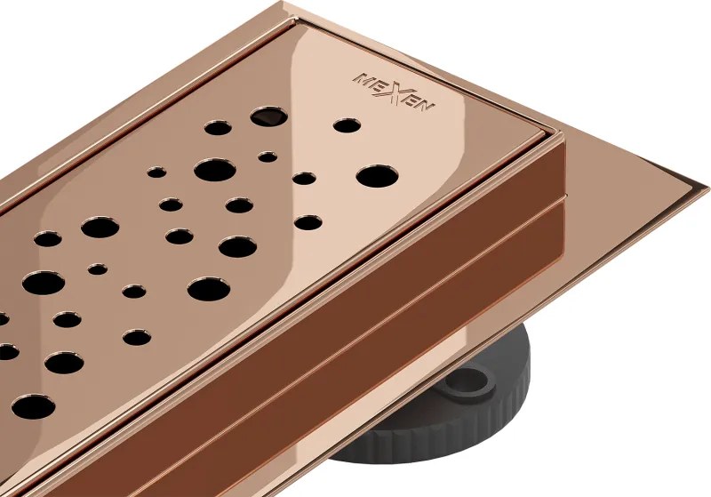 Mexen Flat 360° M12 ralo de duche linear rotativo 80 cm, ouro rosa - 1621080-40