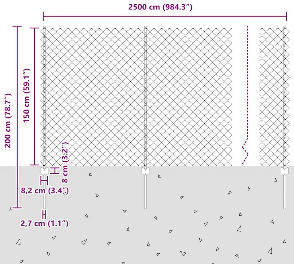 Conjunto de Cerca de Jardim Conjunto de 2 Verde Metal 25x1,5 m