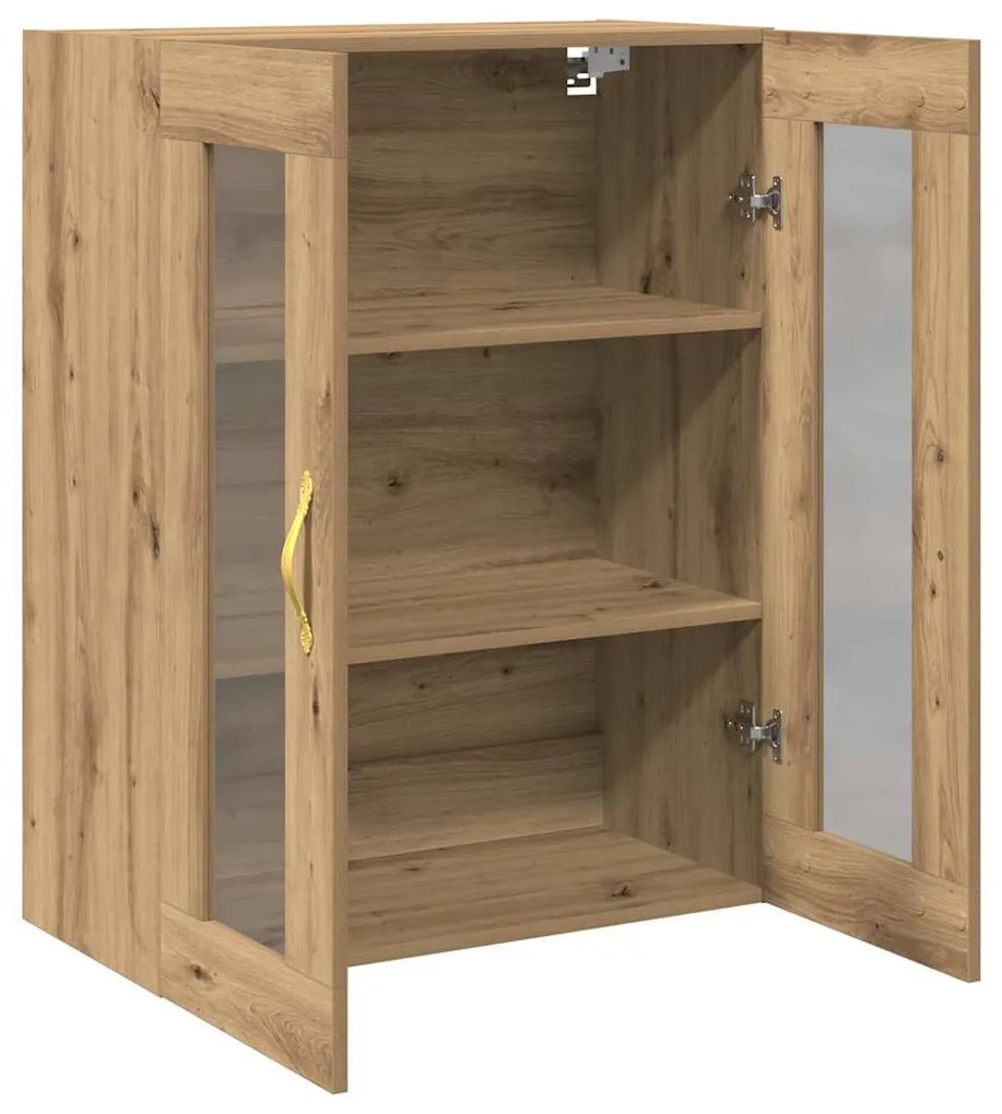 Armário de Parede com Portas de Vidro em Carvalho Artisan 69,5x34x90 c