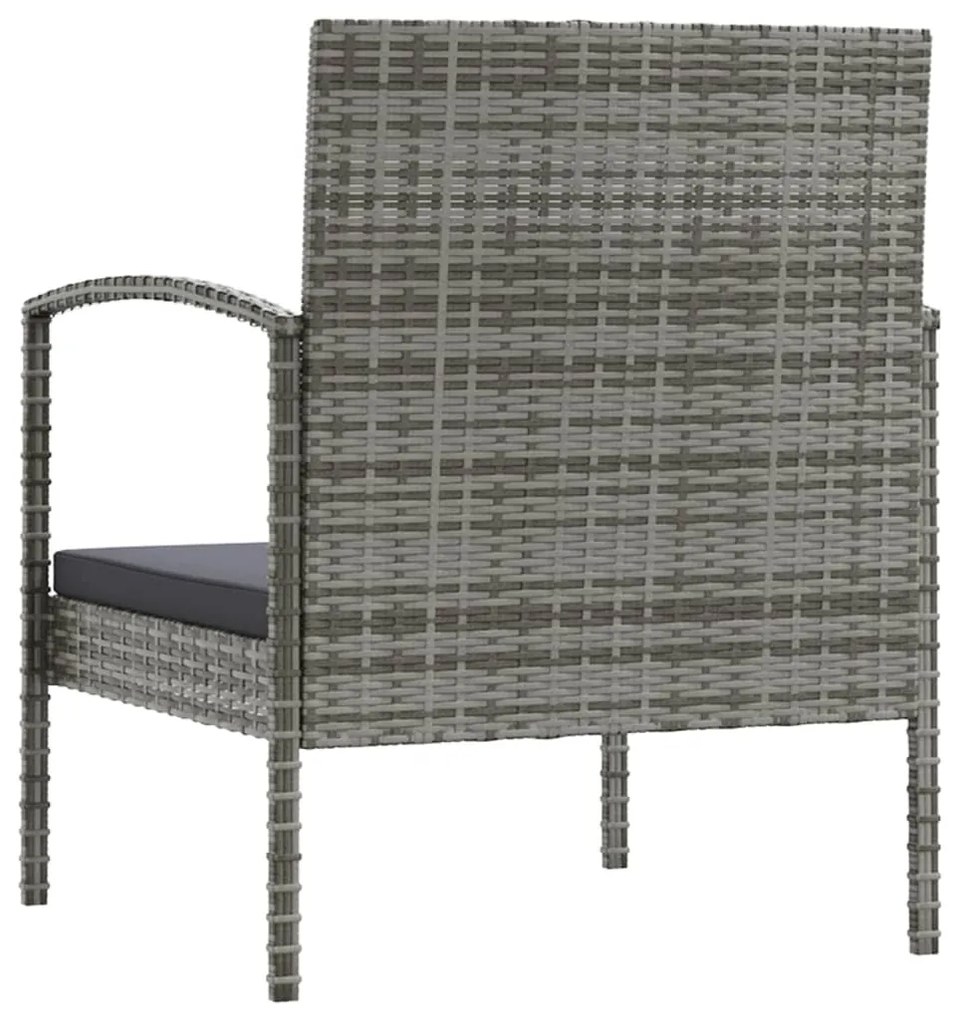 16 pcs conjunto lounge de jardim c/ almofadões vime PE cinzento