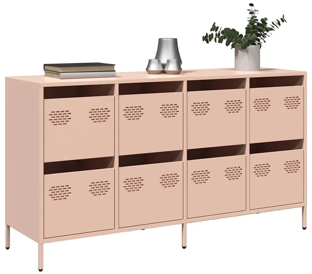 Aparador 135x39x73,5 cm aço laminado a frio rosa