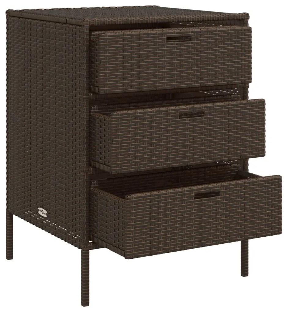 Armário de arrumação para jardim 55x59x80 cm vime PE castanho