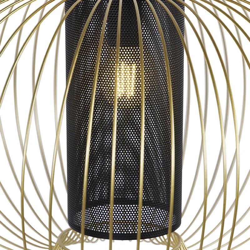 Candeeiro de suspensão design dourado com preto 60 cm - Marnie Design