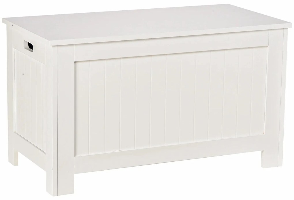 HOMCOM Cacifo Madeira Armazenamento Roupas Brinquedos Banco Capacidade 20kg Design Moderno Branco | Aosom Portugal