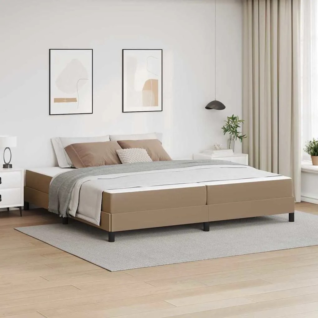 vidaXL Estrutura da Cama com colchão Cappuccino 200 x 200 cm tecido