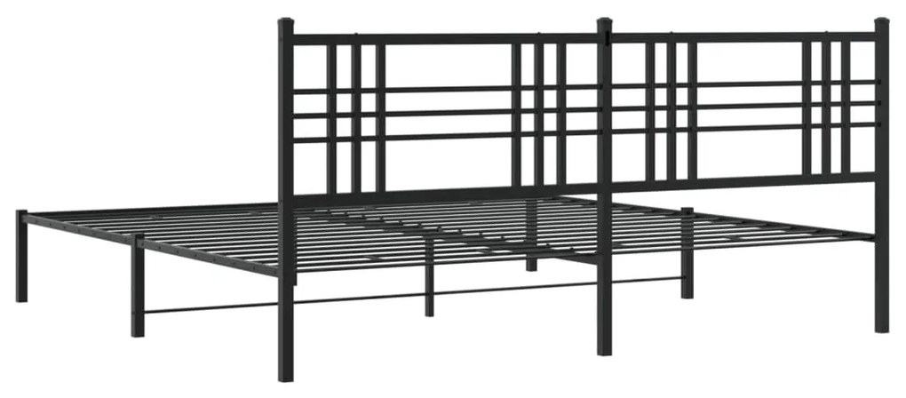 Estrutura de cama com cabeceira 193x203 cm metal preto