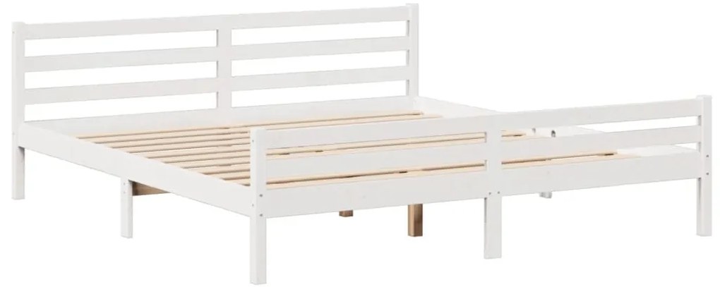 Cama com estante sem colchão 200x200 cm pinho maciço branco