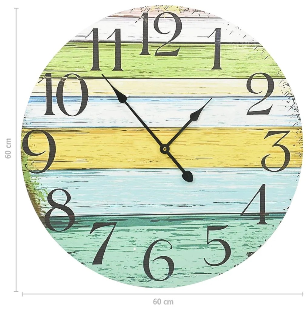 Relógio de parede 60 cm MDF multicor