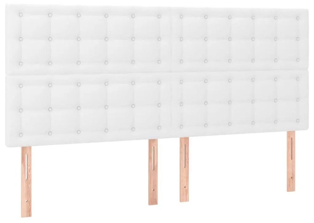 Cama box spring c/colchão/LED 180x200cm couro artificial branco