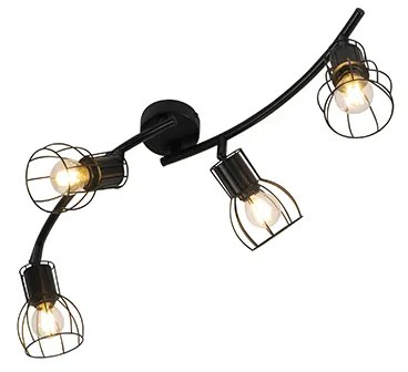 Candeeiro de teto moderno preto 86 cm 4 luzes - Botu Moderno