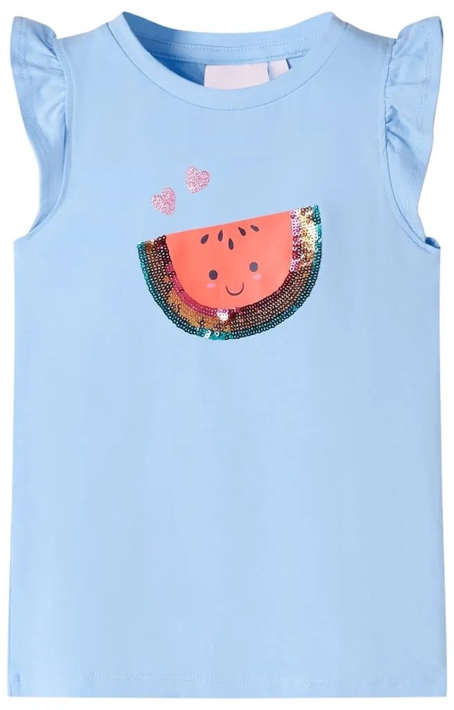 T-shirt para criança manga com folhos azul-claro 116