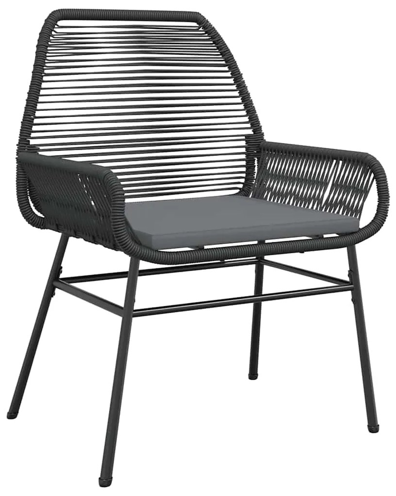 Conjunto de jantar jardim 7 peças almofadas vidro vime PE preto