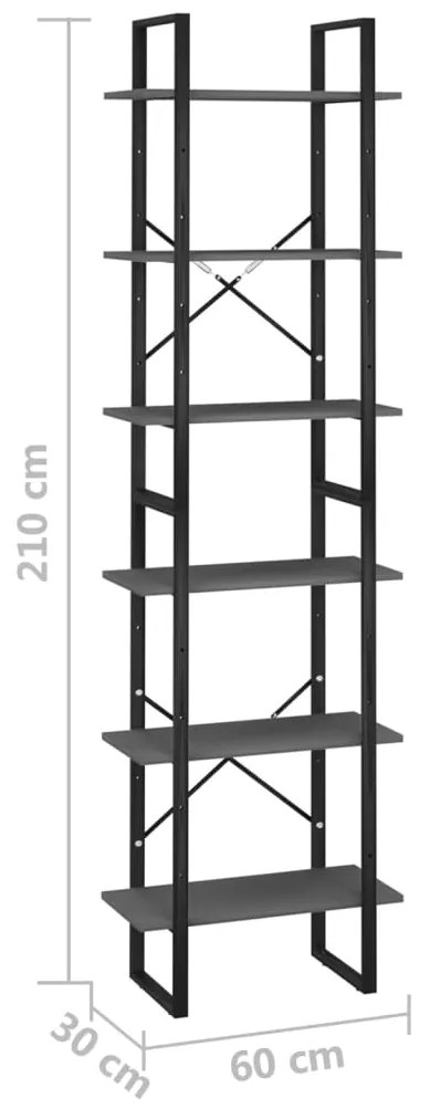 Estante 60x30x210 cm derivados de madeira cinzento