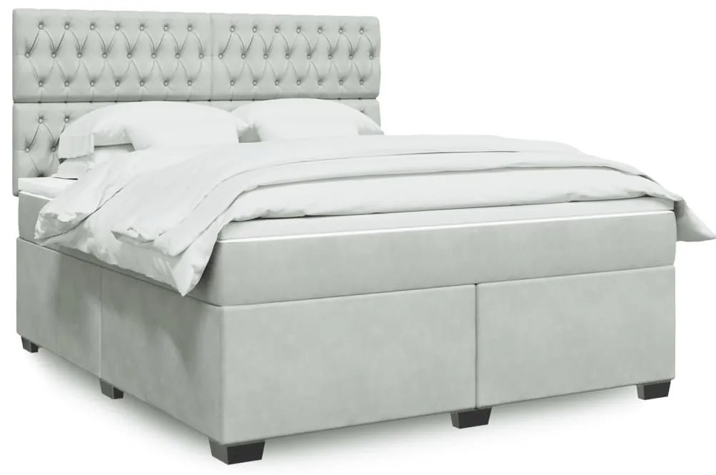 vidaXL Cama com molas/colchão 180x200 cm veludo cinzento-claro
