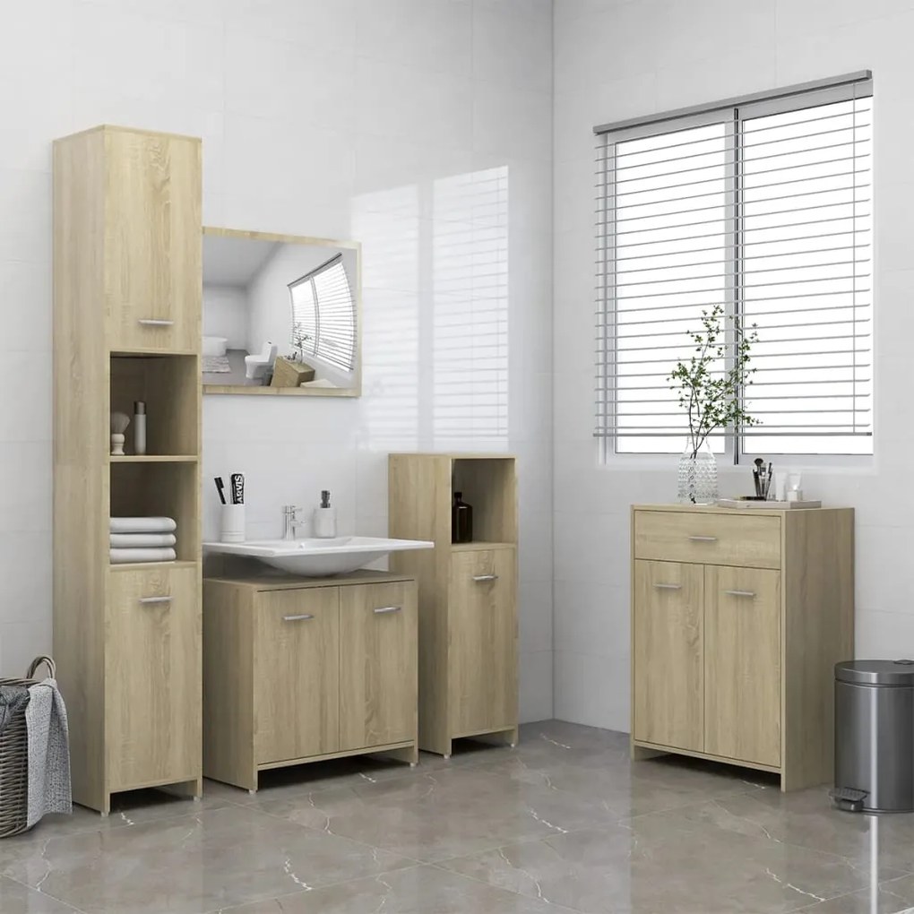 vidaXL 4 pcs conjunto de móveis de casa de banho cor carvalho sonoma
