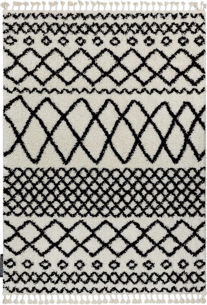 Tapete PROMO BERBER SAFI N9040 branco/preto Franjas berbere marroquino shaggy
