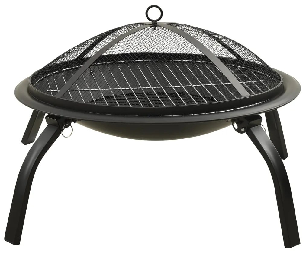 Braseira e barbecue 2-em-1 com atiçador 56x56x49 cm aço