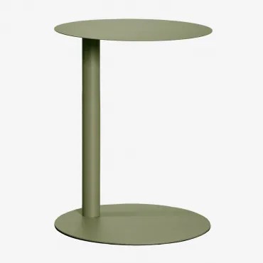 Mesa Auxiliar Para Jardim Redonda Ø40 Cm Em Aço Yannik Verde Azeitona Intenso - Sklum