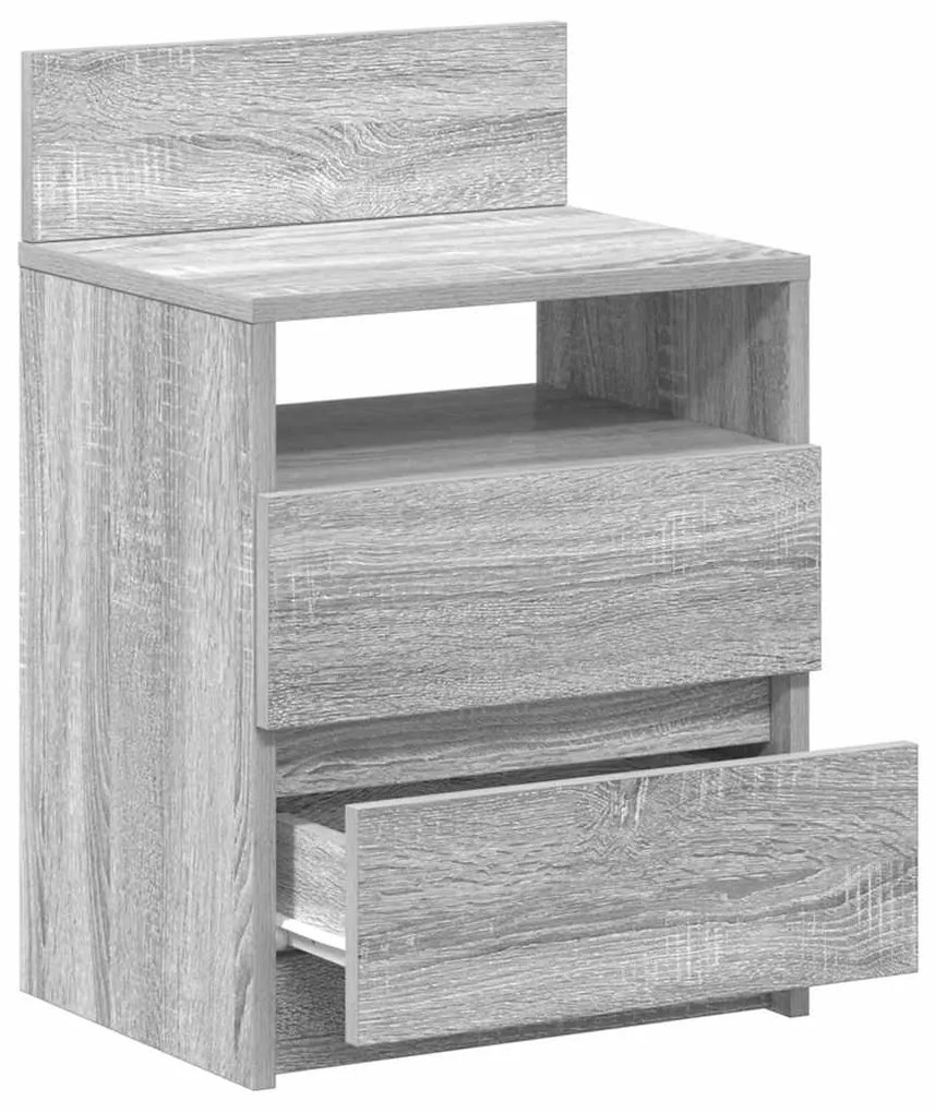 Mesas de cabeceira 2pcs com 2gavetas 40x33x60cm cinzento sonoma