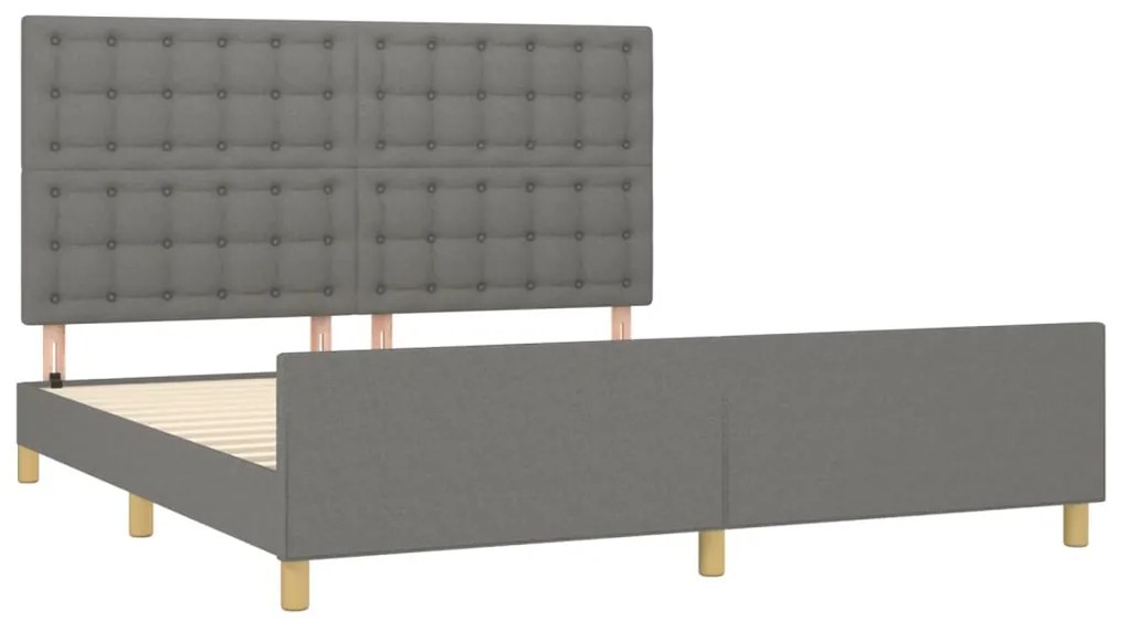 Estrutura de cama sem colchão 160x200 cm tecido cinzento-escuro